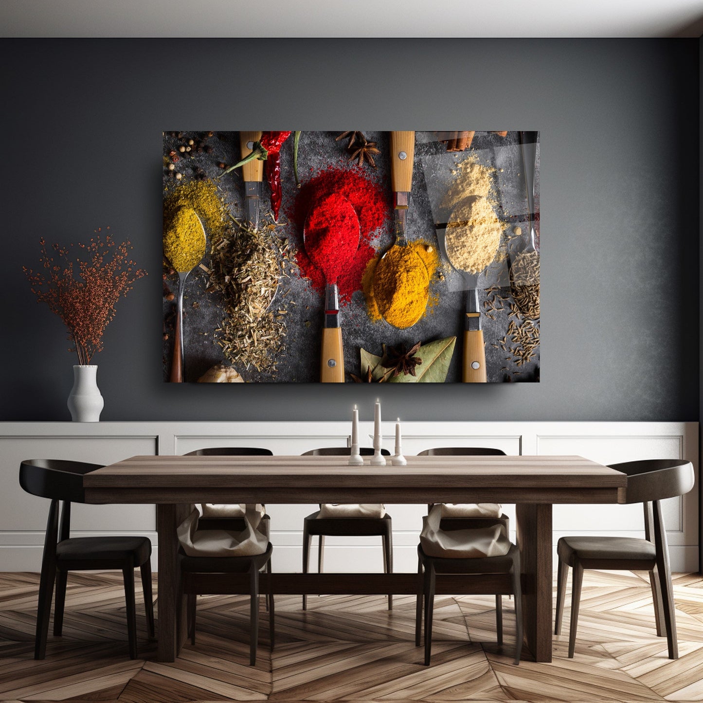 Renkli Baharatlar Cam Tablo