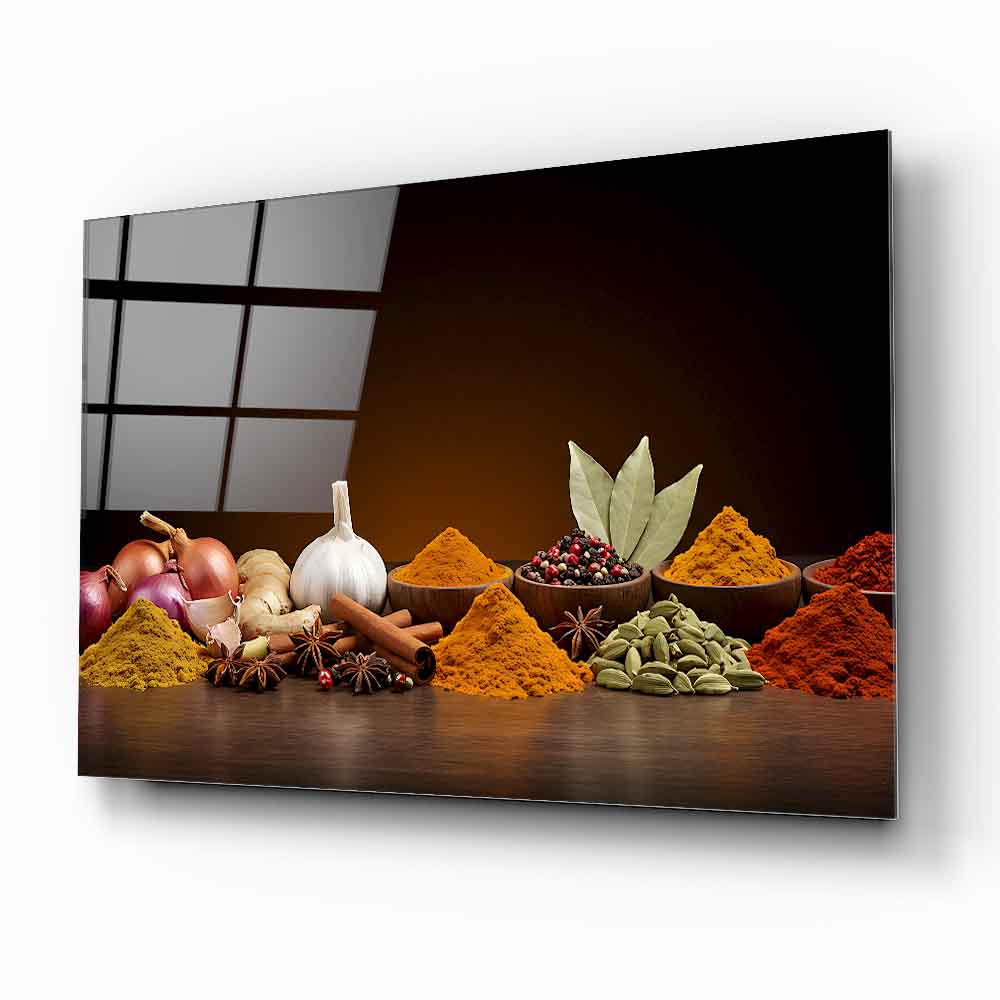 Renkli Baharatlar Cam Tablo