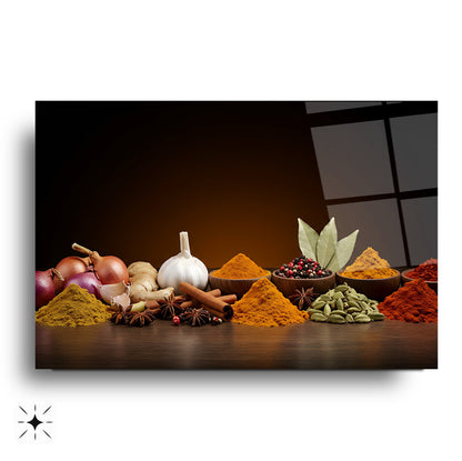 Renkli Baharatlar Cam Tablo