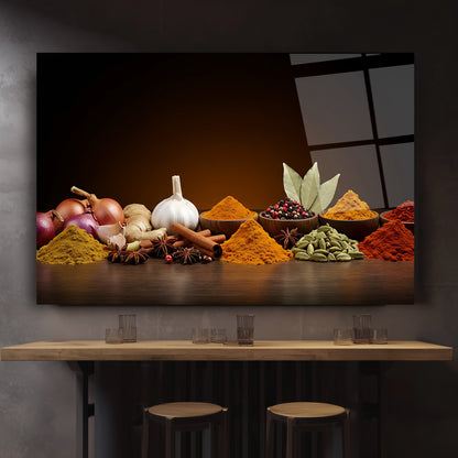 Renkli Baharatlar Cam Tablo