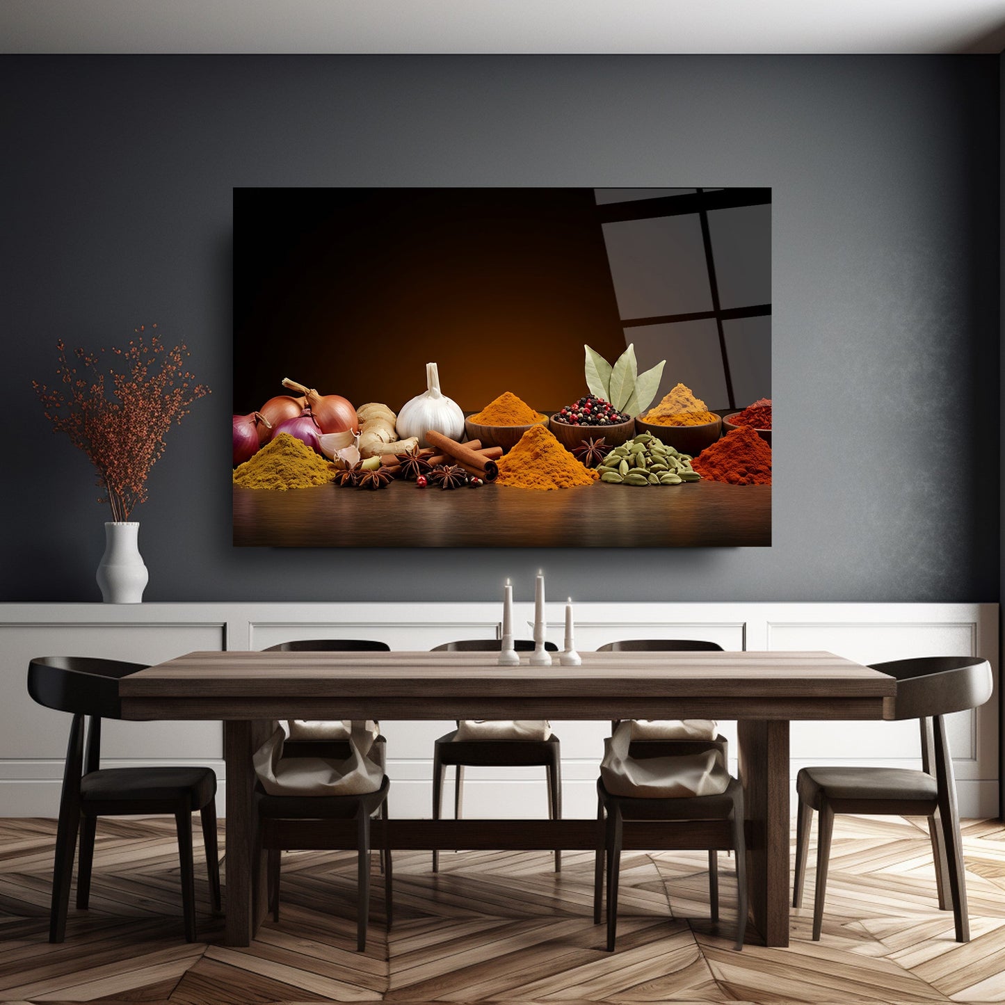Renkli Baharatlar Cam Tablo
