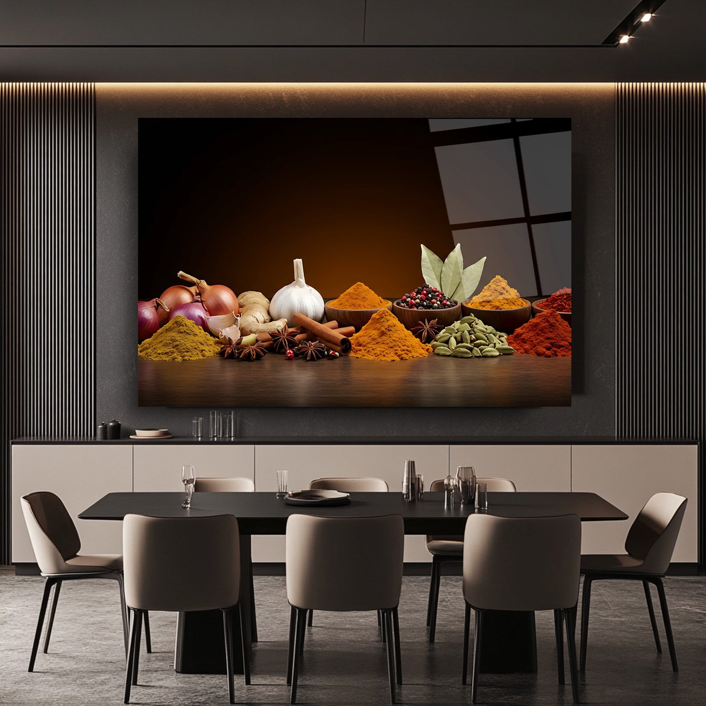 Renkli Baharatlar Cam Tablo