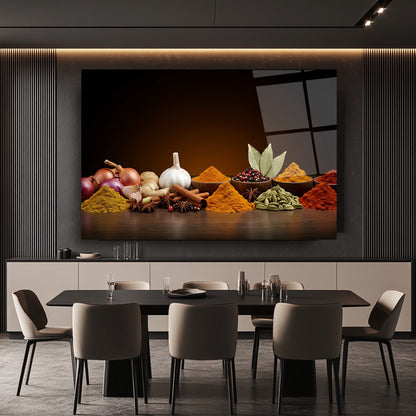 Renkli Baharatlar Cam Tablo