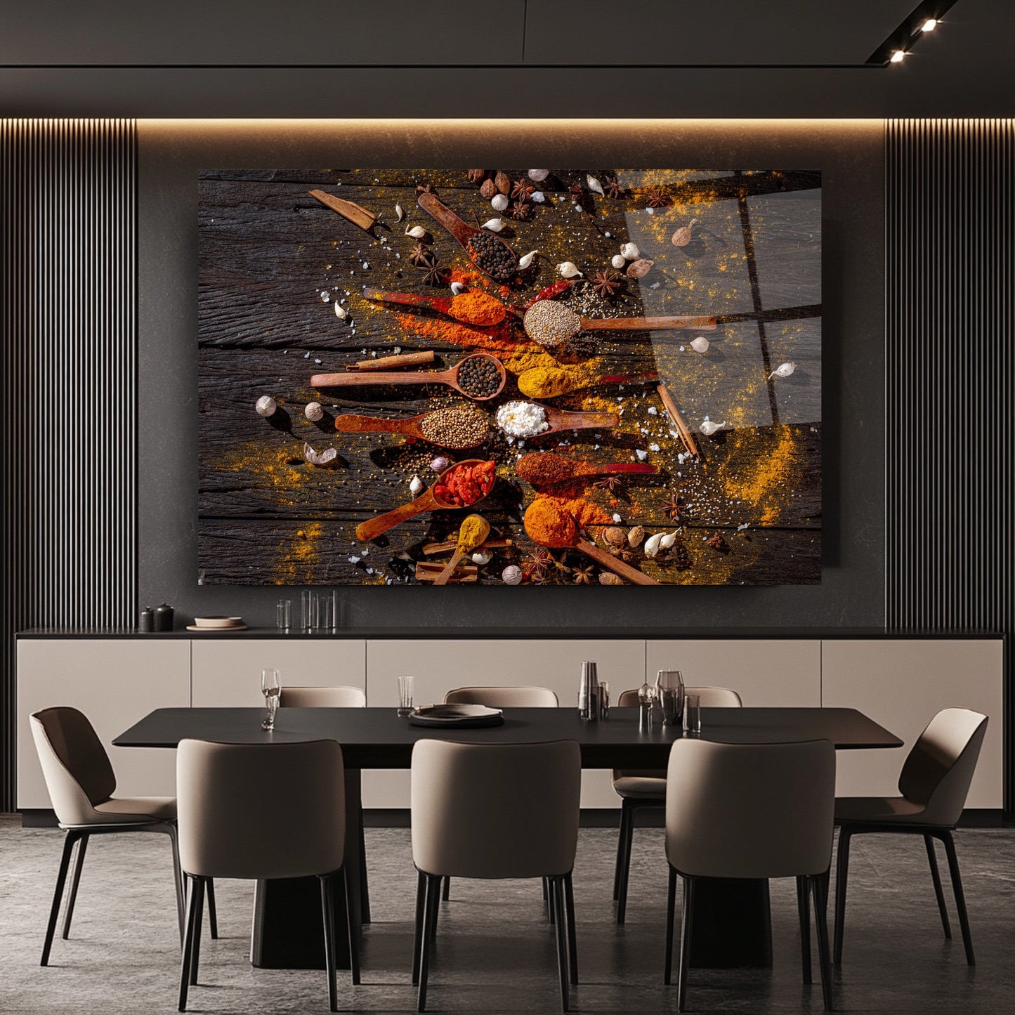 Renkli Baharatlar Cam Tablo