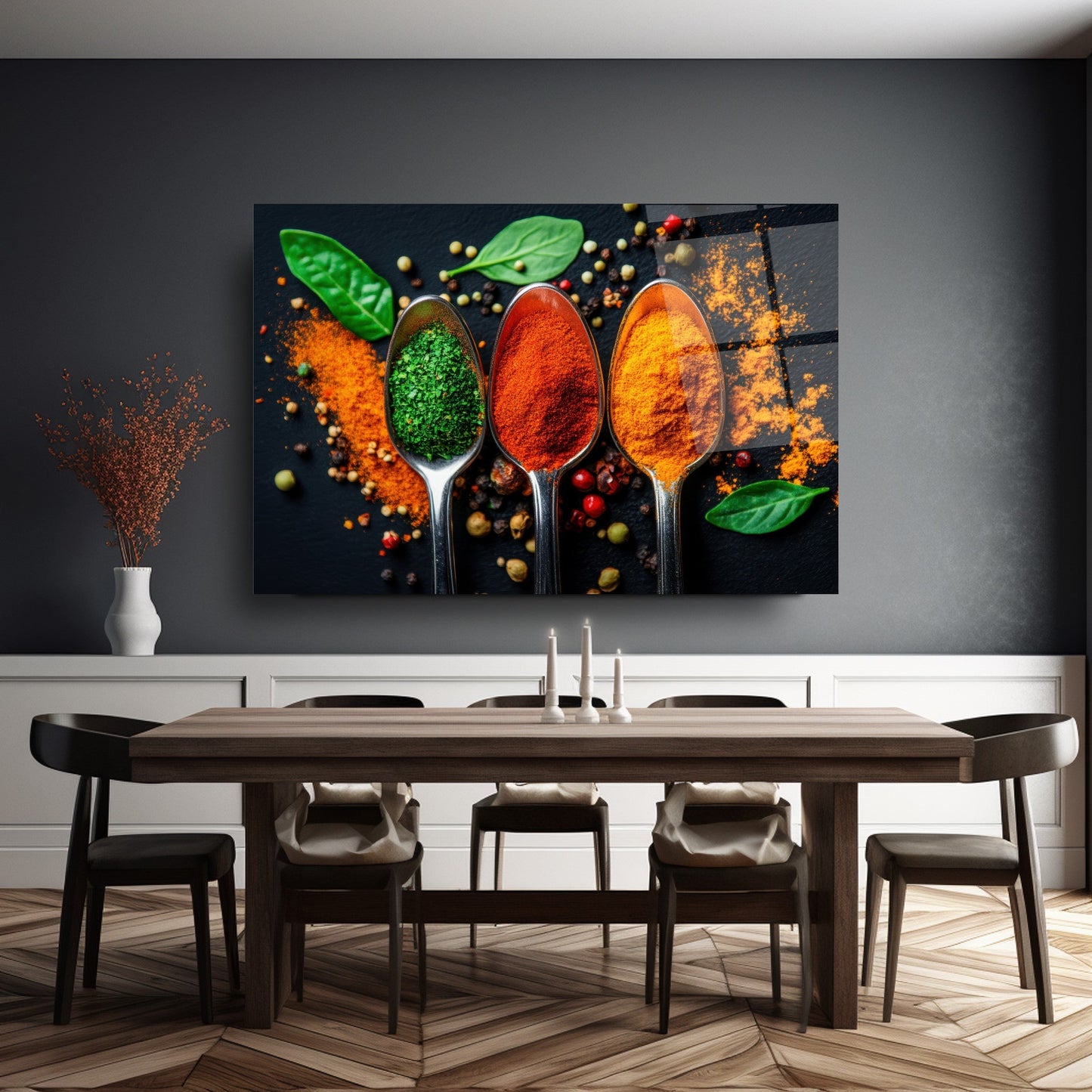 Renkli Baharatlar Cam Tablo