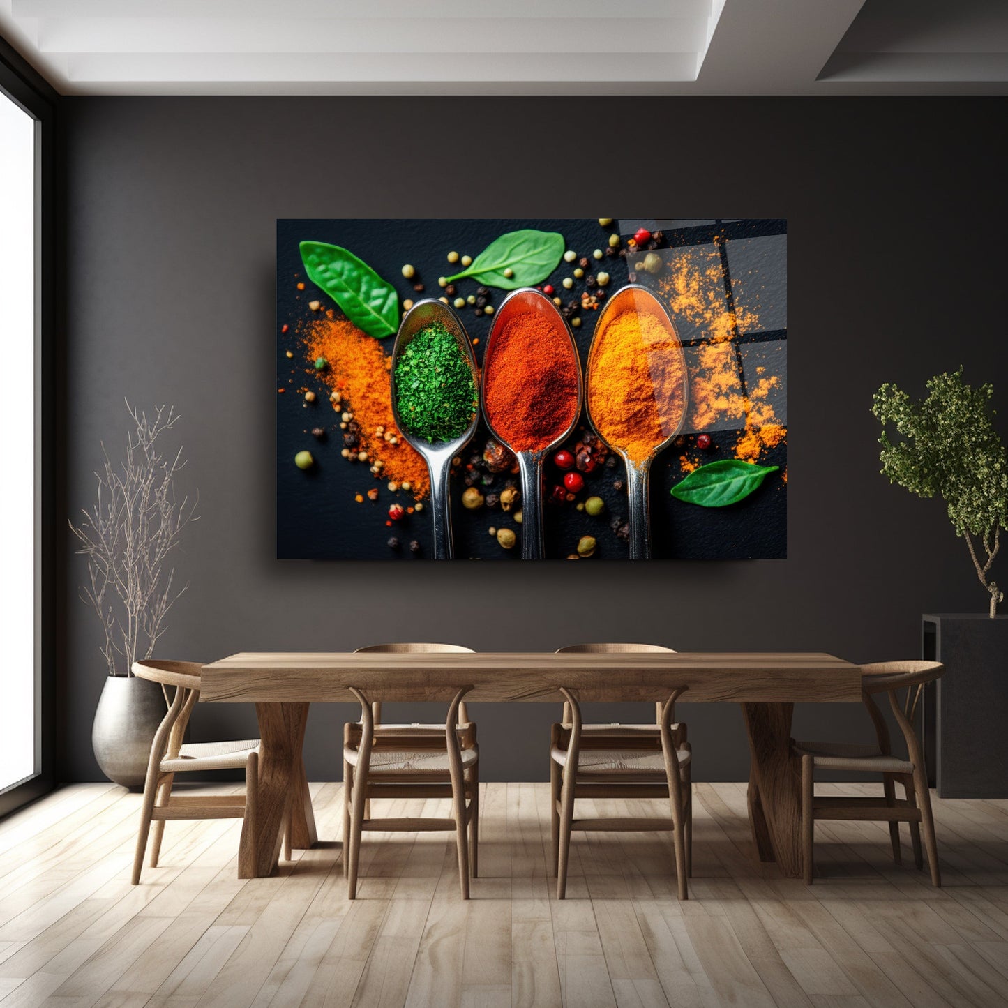 Renkli Baharatlar Cam Tablo