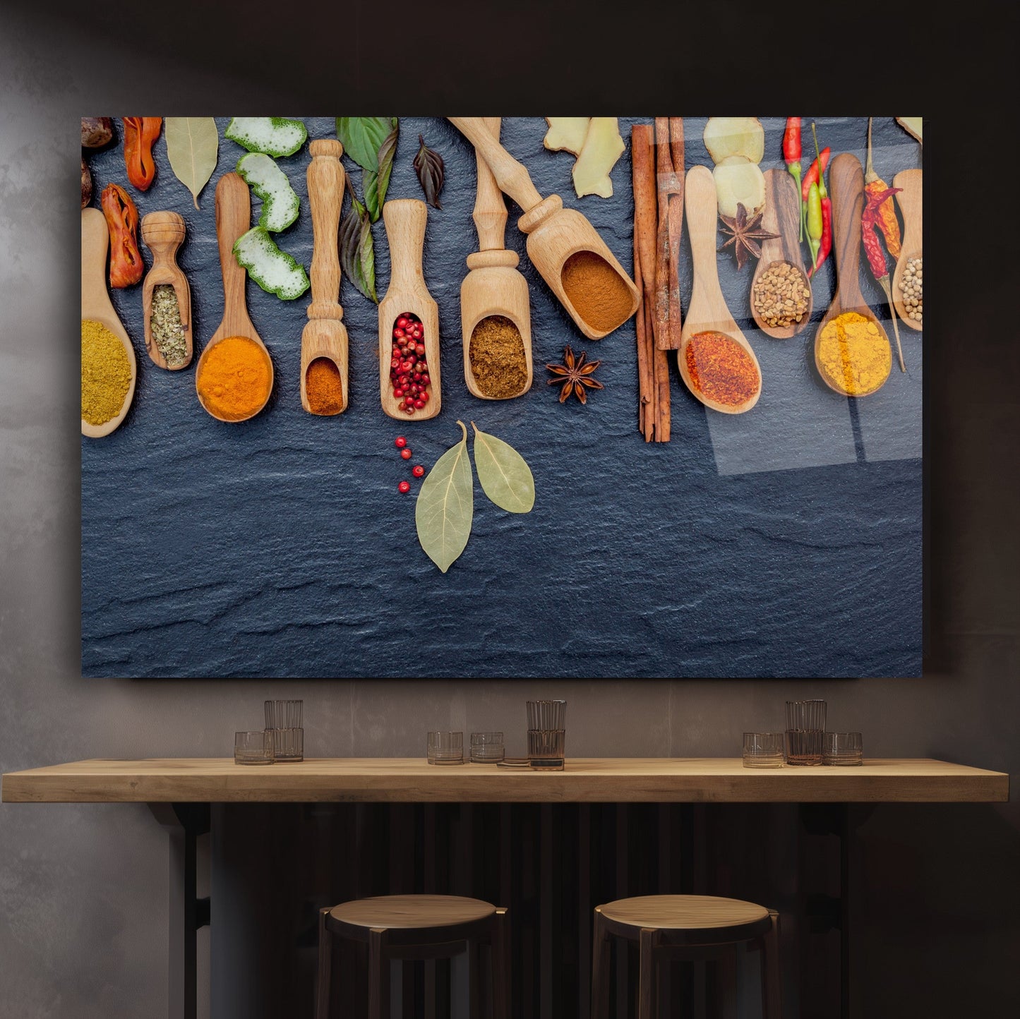 Renkli Baharatlar Cam Tablo