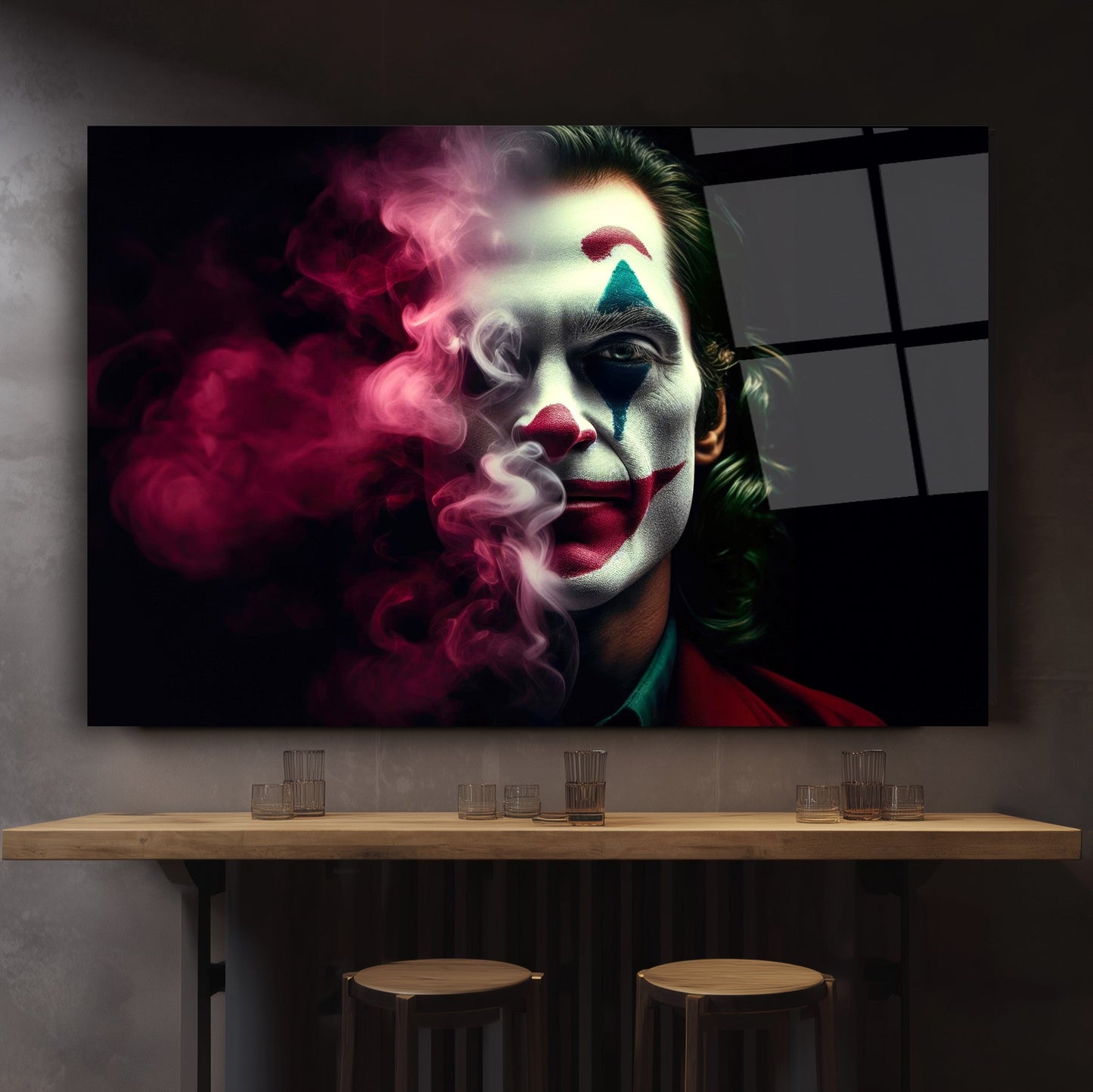 Neon Dumanlı Joker Cam Tablo