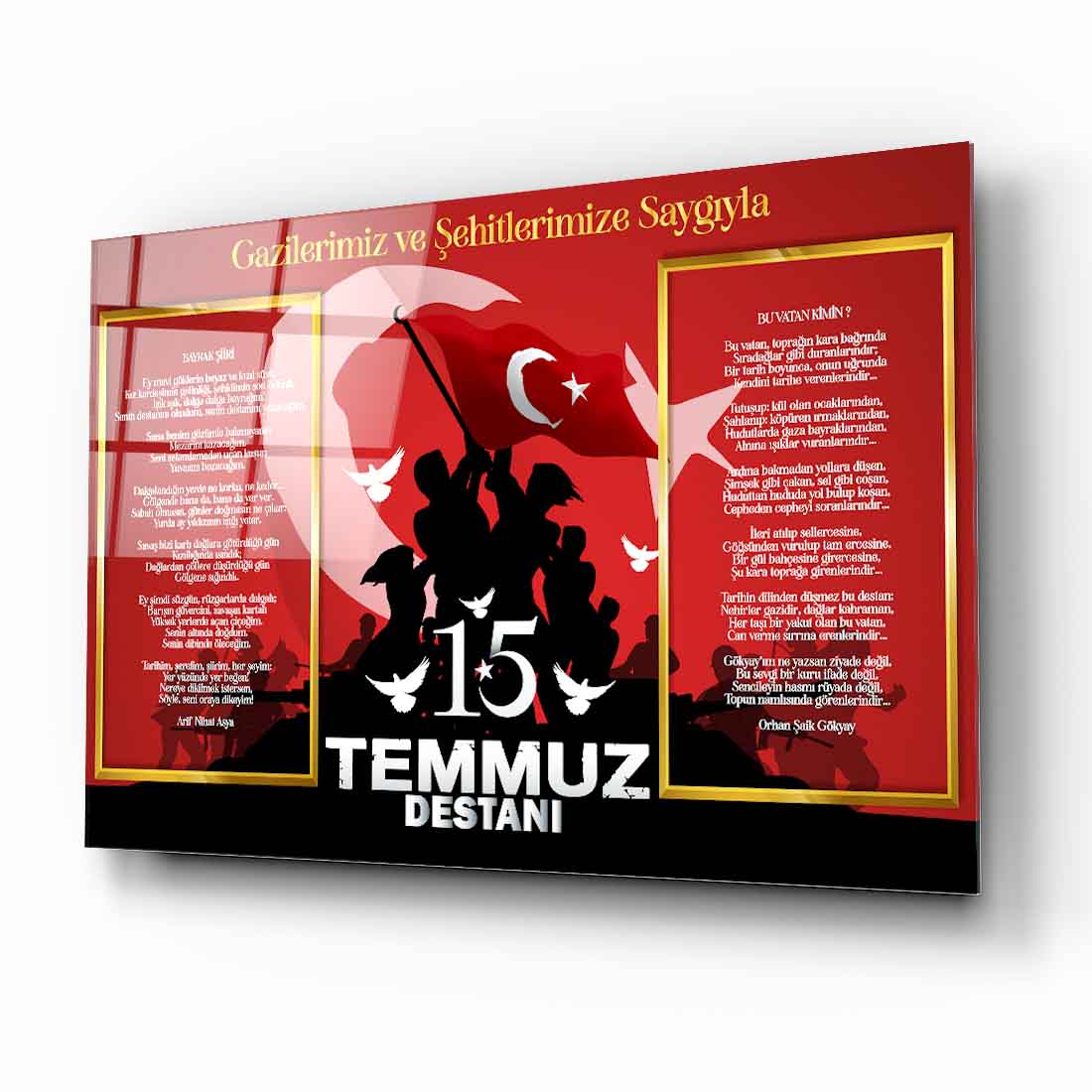 15 Temmuz Köşesi Cam Tablo