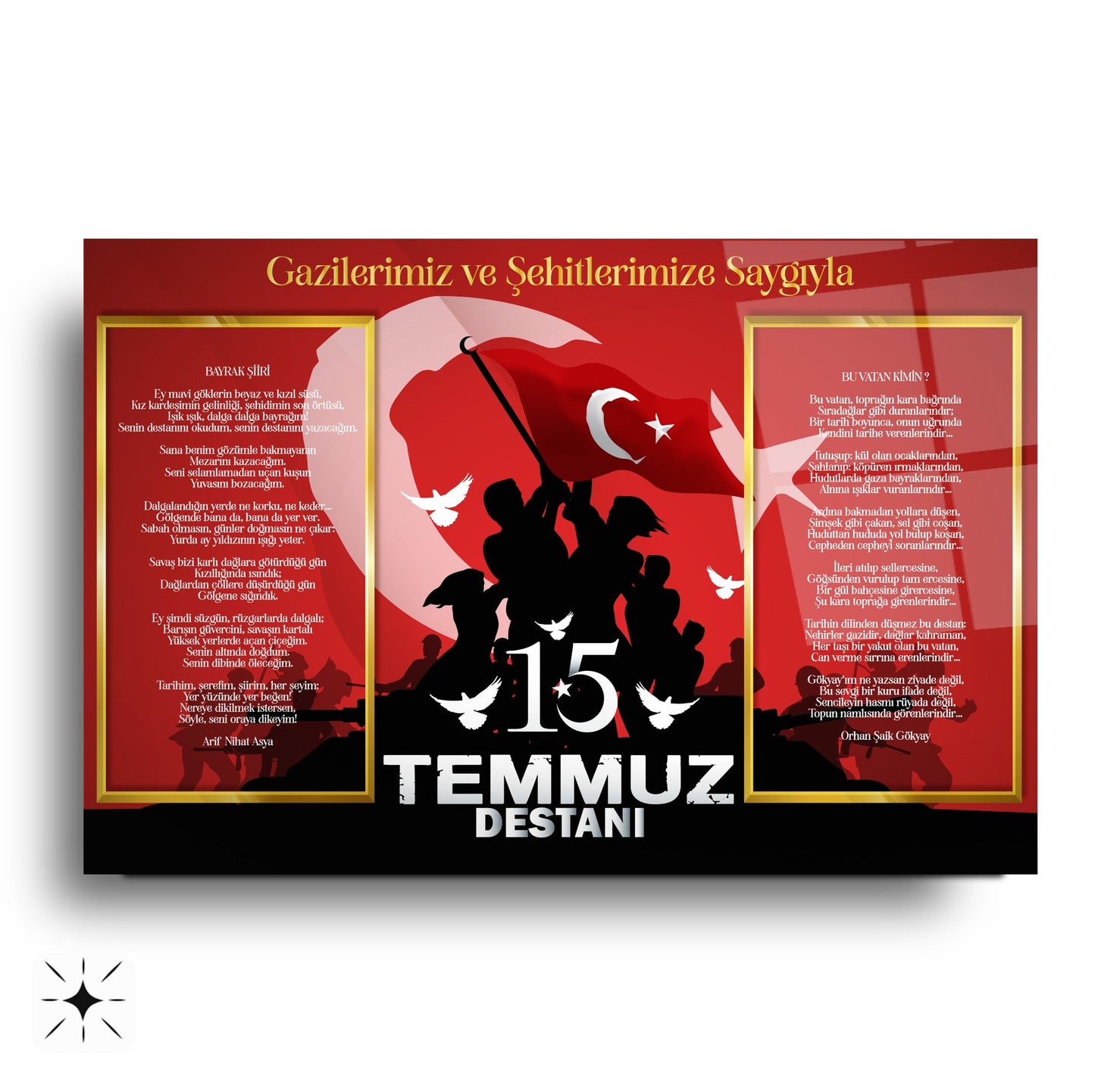 15 Temmuz Köşesi Cam Tablo
