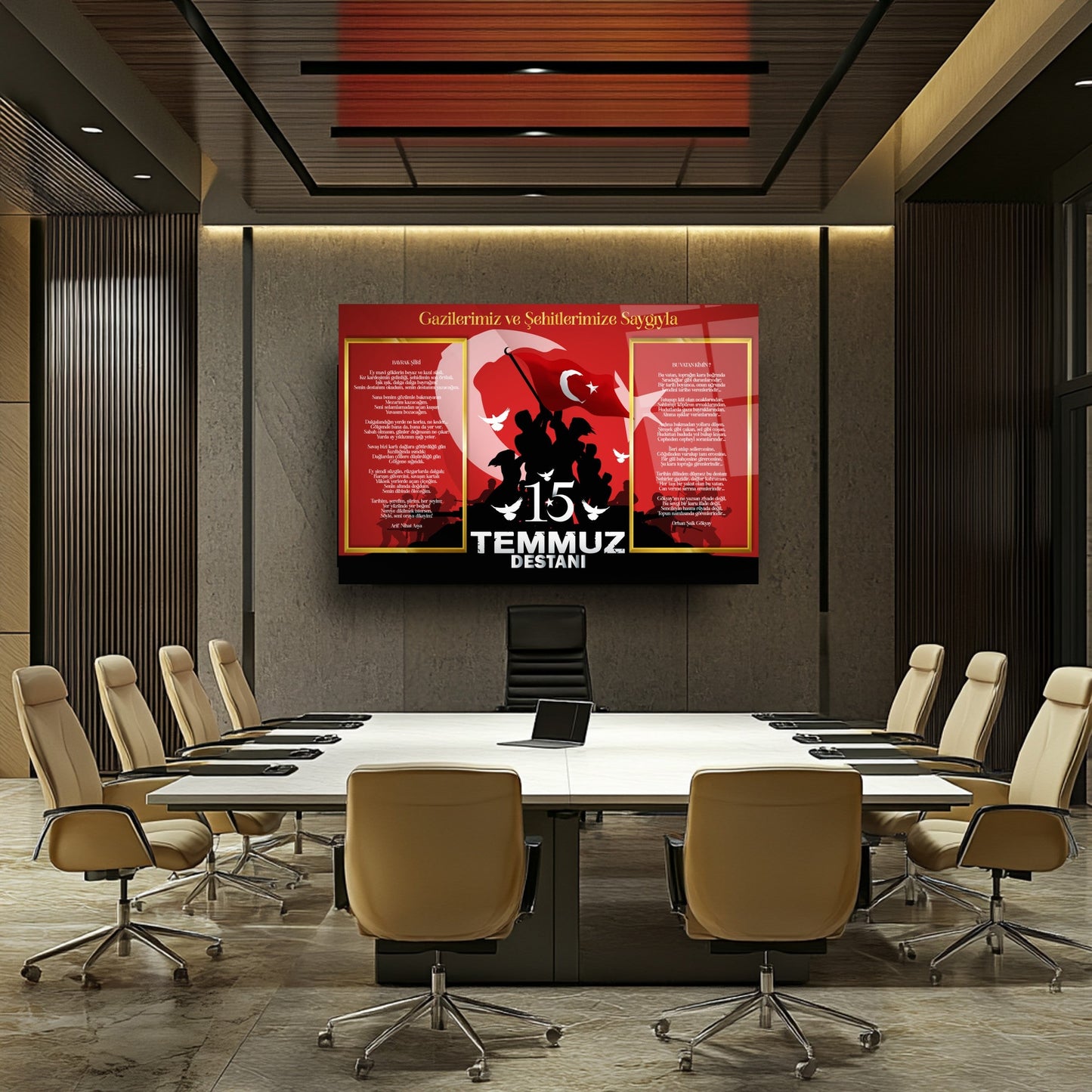 15 Temmuz Köşesi Cam Tablo