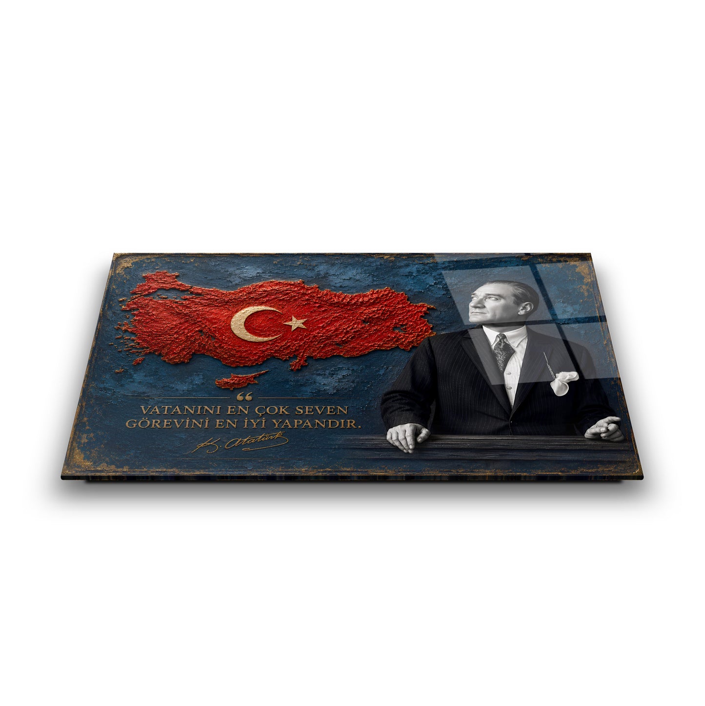 Atatürk Sözlü Türkiye Haritası Cam Tablo