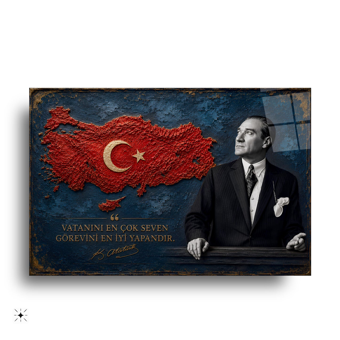 Atatürk Sözlü Türkiye Haritası Cam Tablo