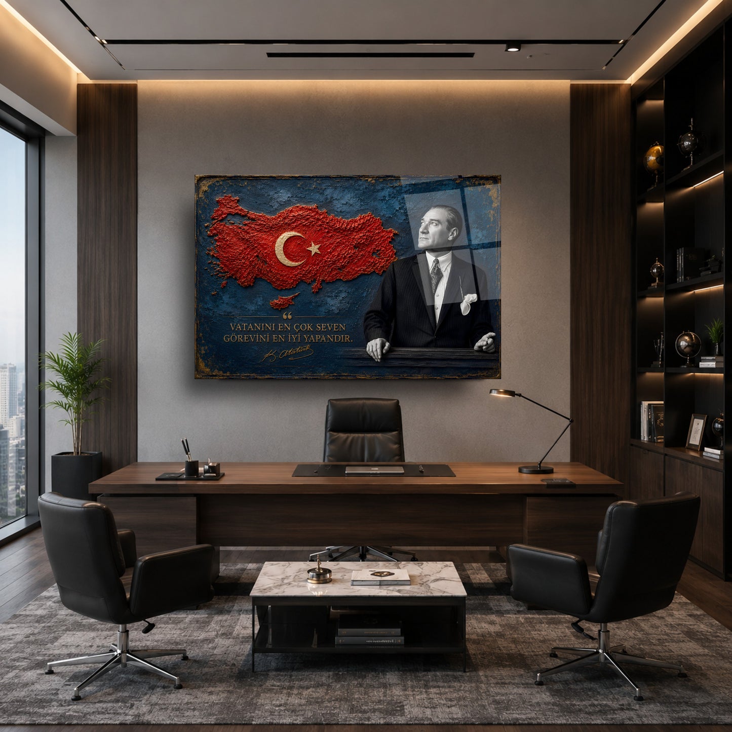 Atatürk Sözlü Türkiye Haritası Cam Tablo