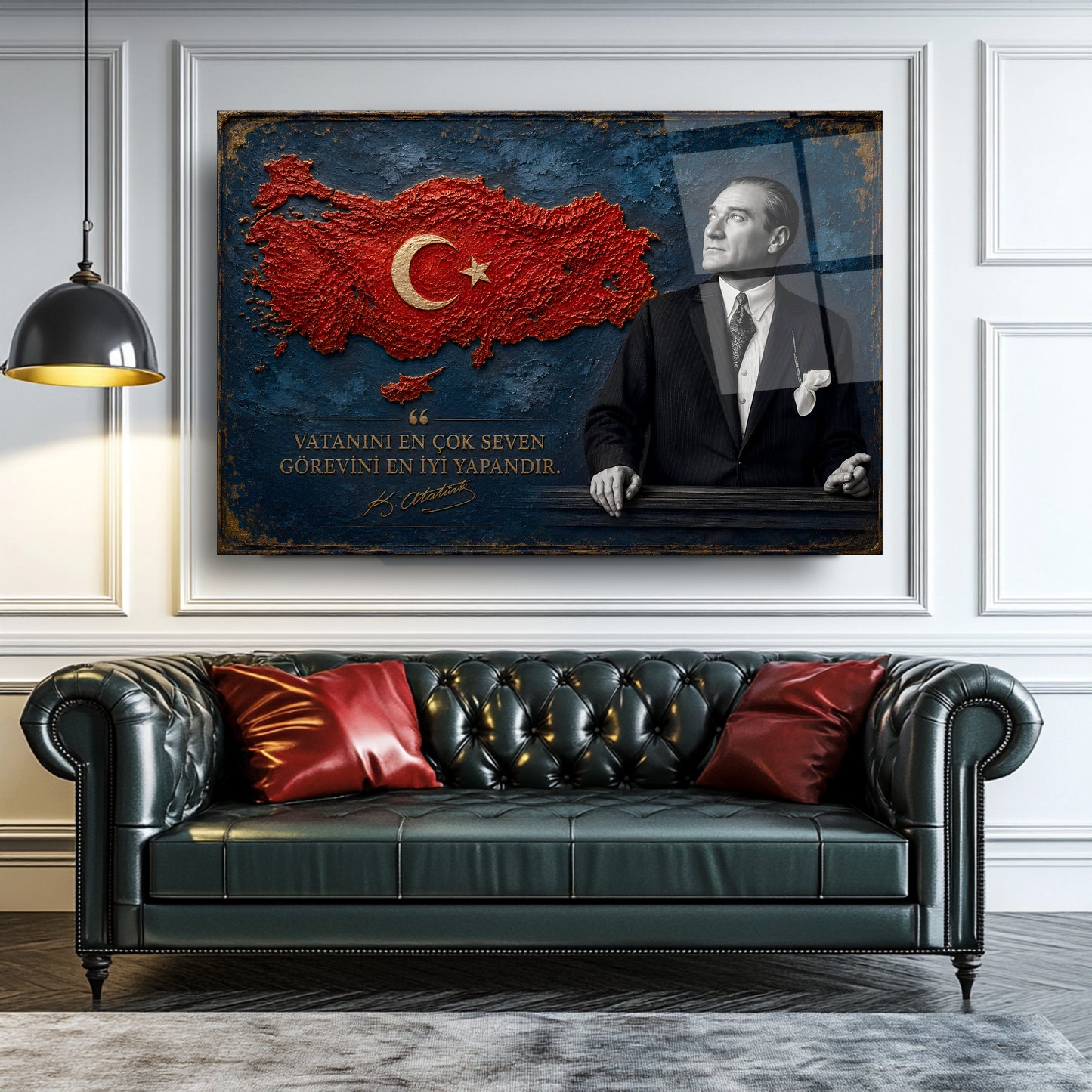 Atatürk Sözlü Türkiye Haritası Cam Tablo