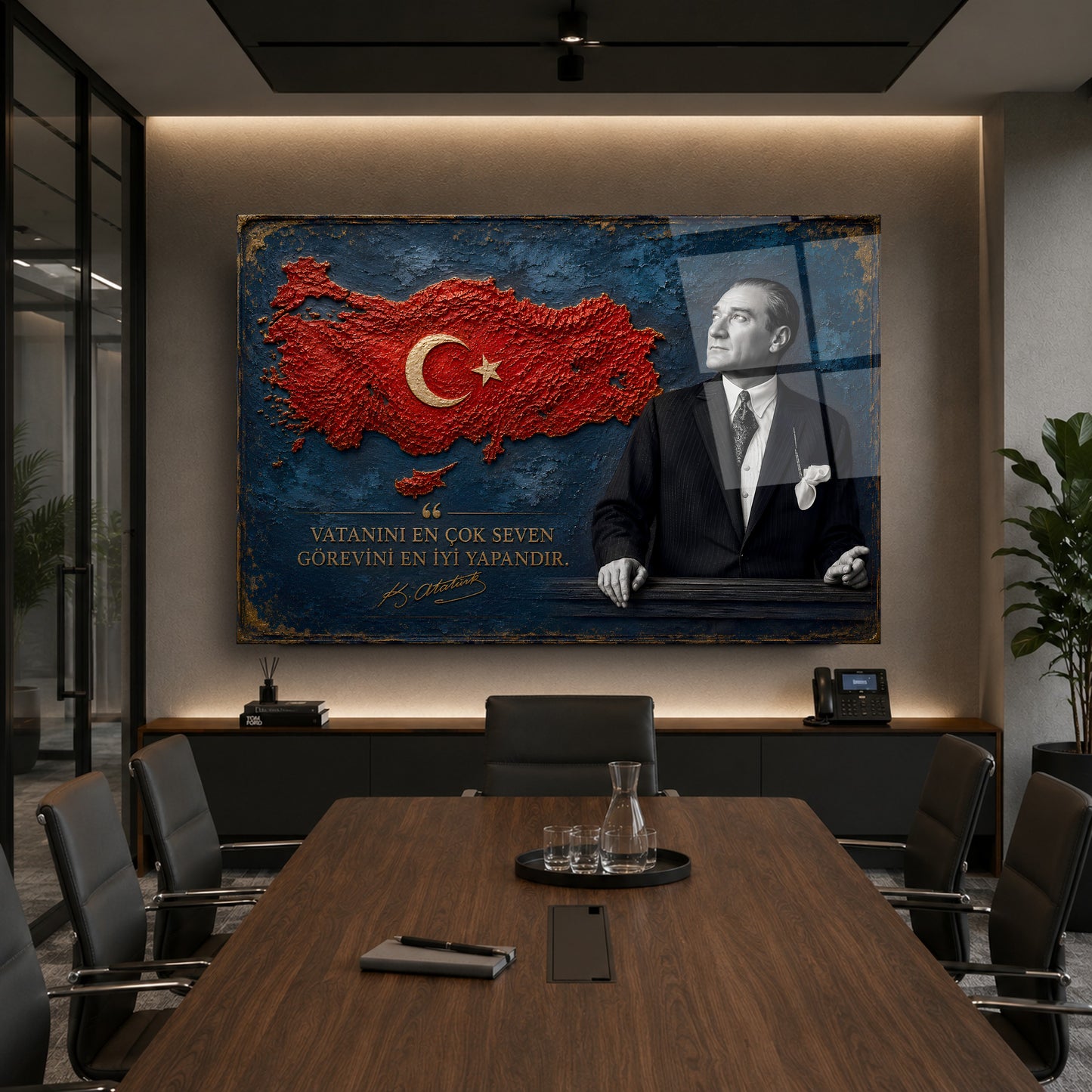 Atatürk Sözlü Türkiye Haritası Cam Tablo