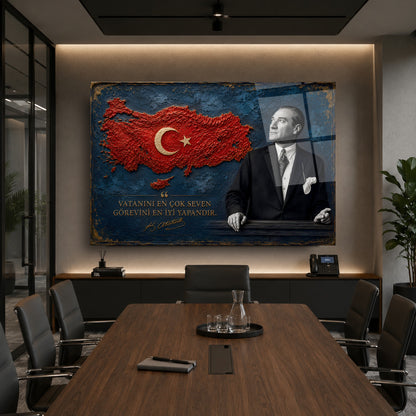 Atatürk Sözlü Türkiye Haritası Cam Tablo