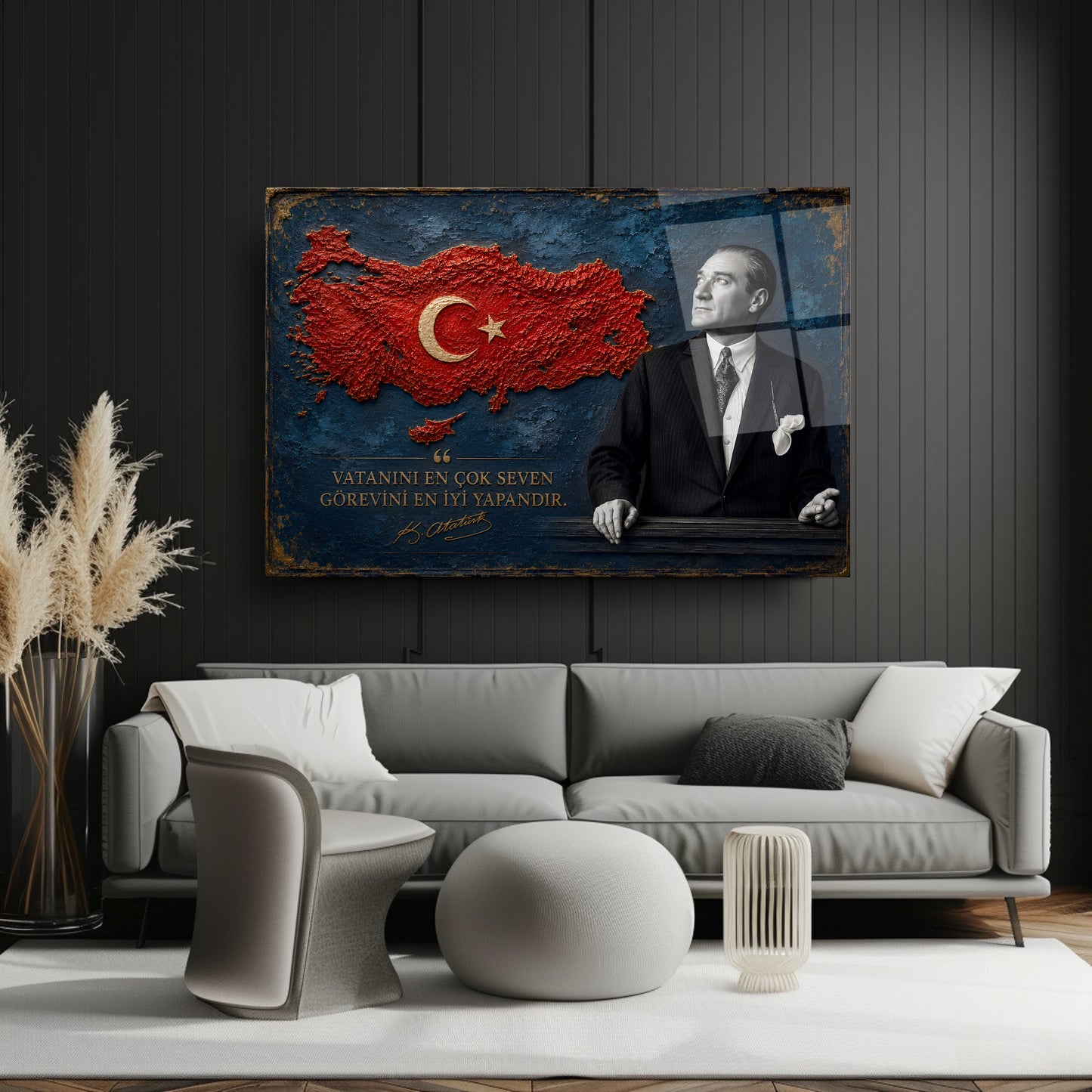 Atatürk Sözlü Türkiye Haritası Cam Tablo