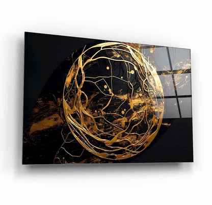 Gold Küre Soyut Cam Tablo