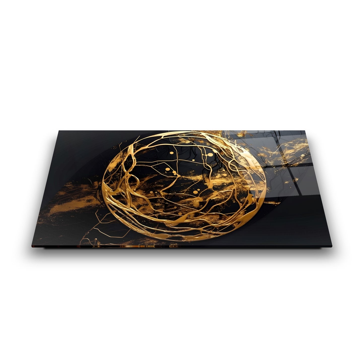 Gold Küre Soyut Cam Tablo
