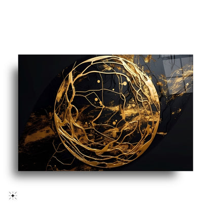 Gold Küre Soyut Cam Tablo
