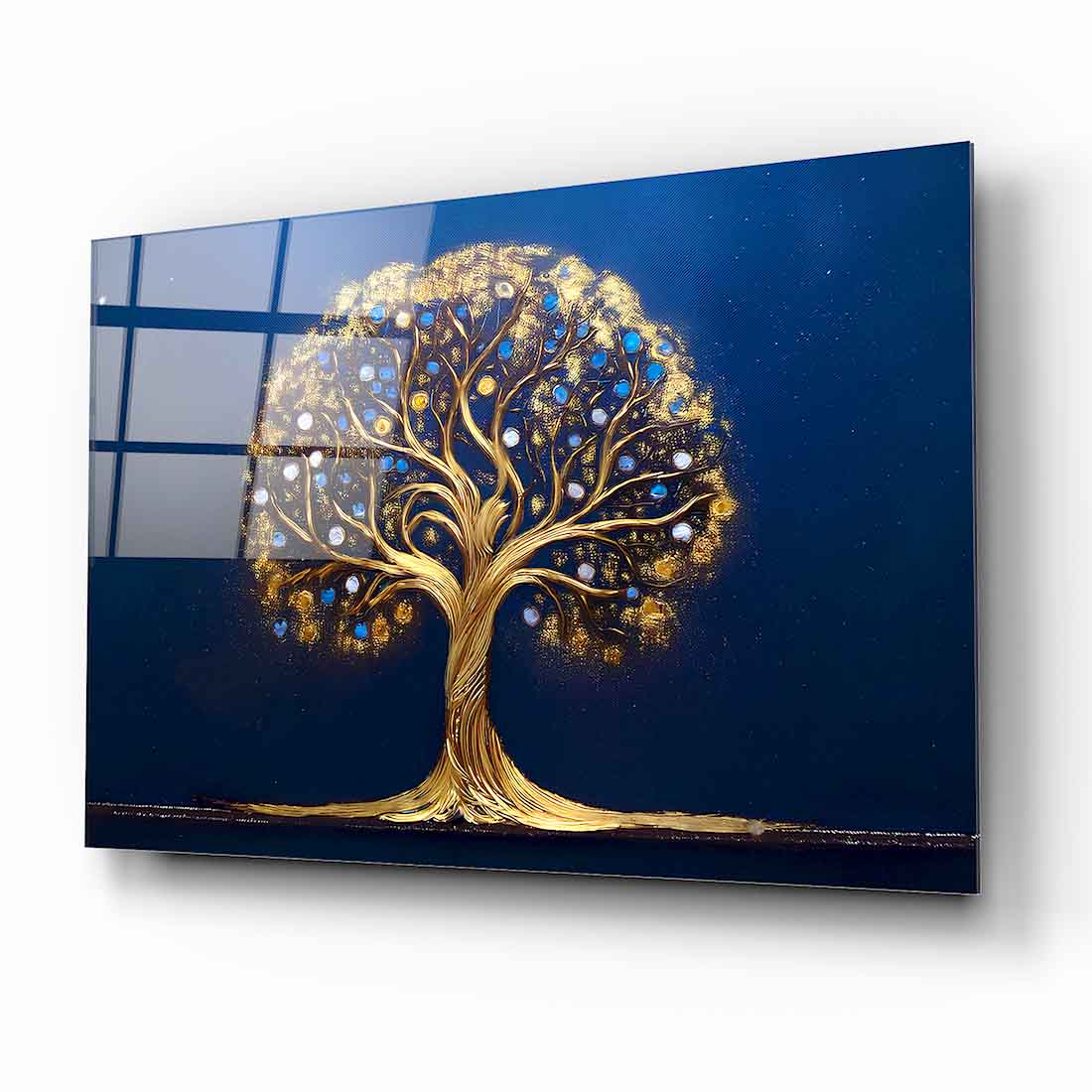 Gold Hayat Ağacı Cam Tablo
