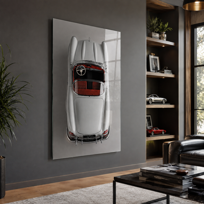 Klasik cabrio otomobil dikey cam tablo otomobil temalı modern salon mockup
