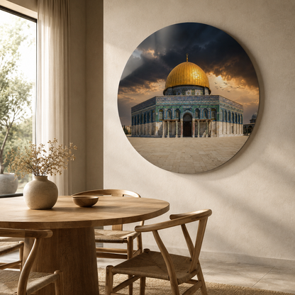 Kubbetü's-Sahra Yuvarlak Cam Tablo yemek odası mockup - CAMDEKO