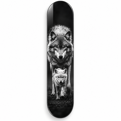 Kurt ve Yavrusu Dikey Skate Board Cam Tablo – Beyaz fonda ön görünüm