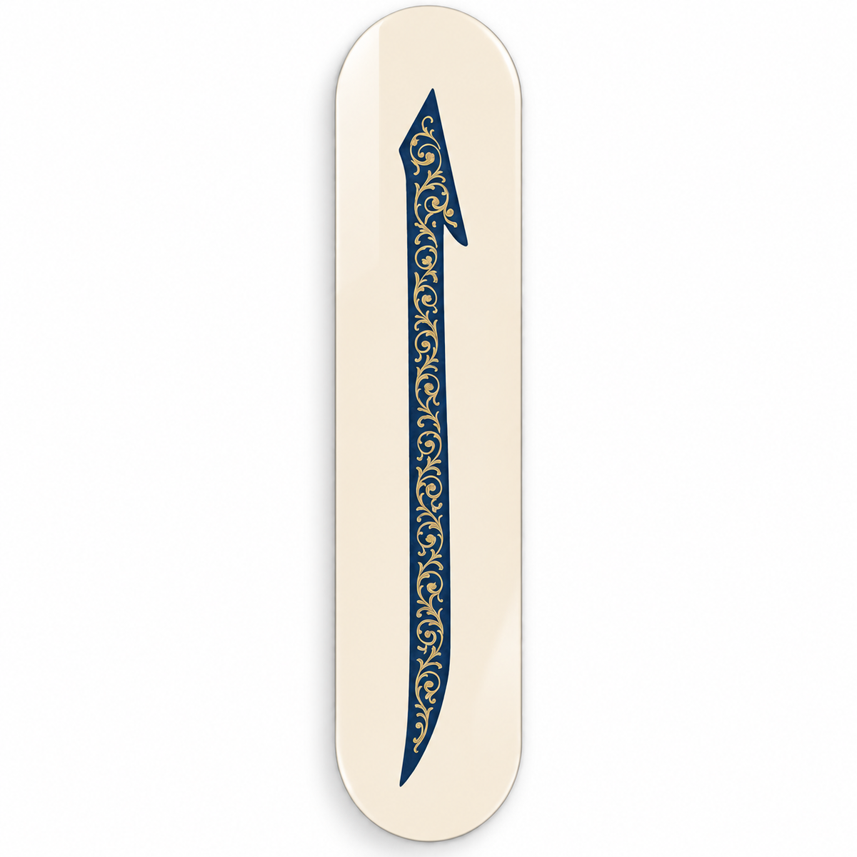 Lacivert Altın İşlemeli Elif Dikey Skate Board Cam Tablo – Beyaz vitrin