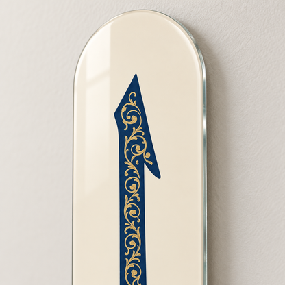Lacivert Altın İşlemeli Elif Dikey Skate Board Cam Tablo – 4 mm yuvarlatılmış kenar