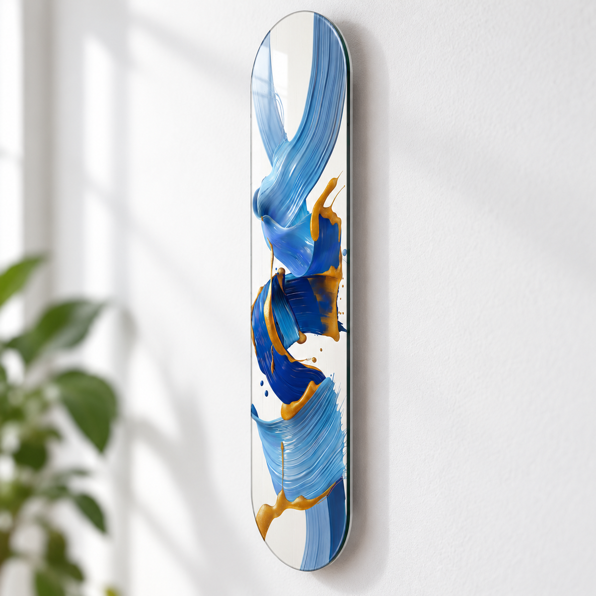 Mavi Altın Kıvrımlar Dikey Skate Board Cam Tablo – Duvar mesafesi