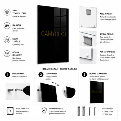 CAMDEKO 4 mm temperli cam, UV baskı ve montaj bilgileri