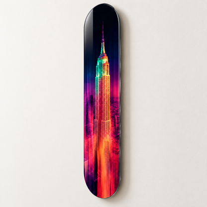 Neon New York Dikey Skate Board Cam Tablo – Duvar mesafesi