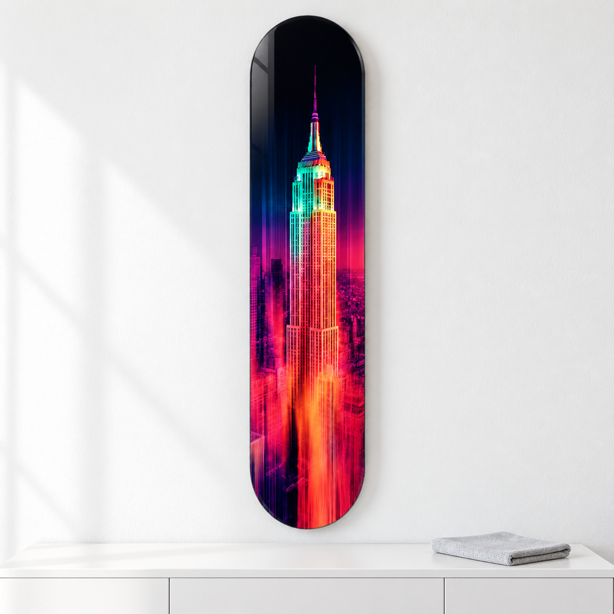 Neon New York Dikey Skate Board Cam Tablo – Mikrofiber bezle bakım