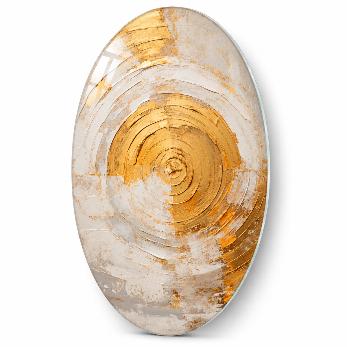 Altın Spiral Dikey Oval Cam Tablo - Beyaz vitrin