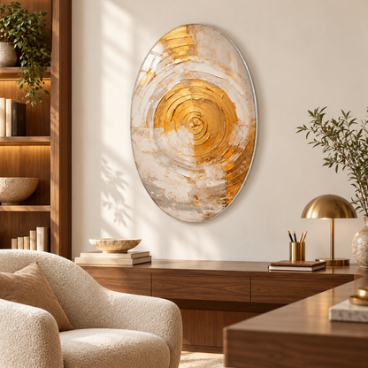 Altın Spiral Dikey Oval Cam Tablo - Alternatif mekân