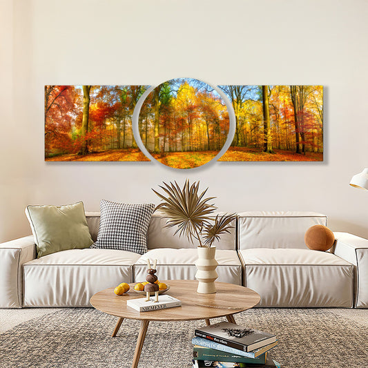Sonbahar Ormanı Özel Kesim Şekilli Kırılmaz Temperli Cam Tablo Seti