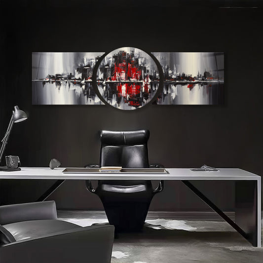 Soyut Şehir Özel Kesim Şekilli Kırılmaz Temperli Cam Tablo Seti