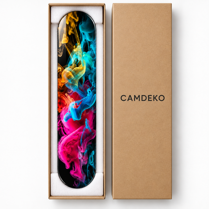 Renkli Duman Dikey Skate Board Cam Tablo – CAMDEKO ambalajı