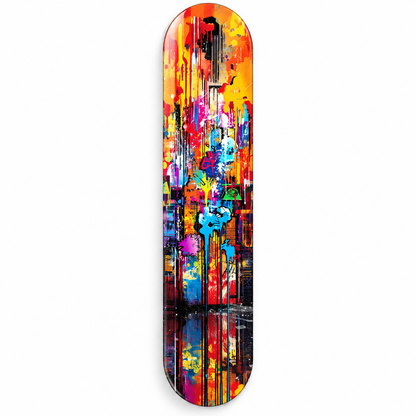 Renkli Grafiti Dikey Skate Board Cam Tablo – Beyaz fonda ön görünüm