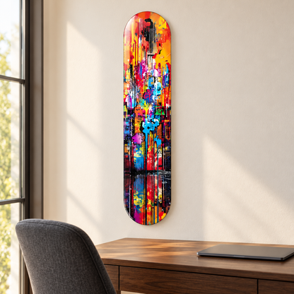 Renkli Grafiti Dikey Skate Board Cam Tablo – Çalışma odasında görünüm