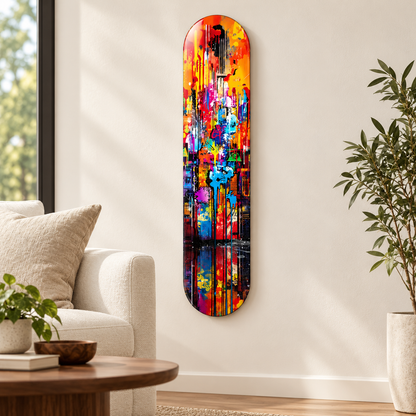 Renkli Grafiti Dikey Skate Board Cam Tablo – Salonda görünüm