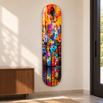 Renkli Grafiti Dikey Skate Board Cam Tablo – Antrede görünüm