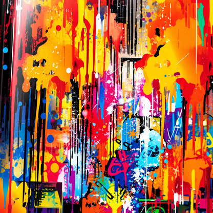 Renkli Grafiti Dikey Skate Board Cam Tablo – UV baskı detayı