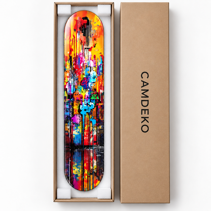 Renkli Grafiti Dikey Skate Board Cam Tablo – CAMDEKO ambalajı