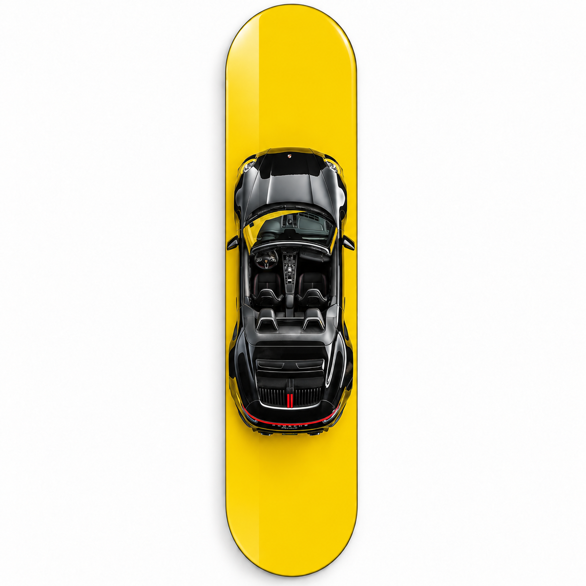 Sarı Zeminde Siyah Spor Cabrio Dikey Skate Board Cam Tablo – Vitrin