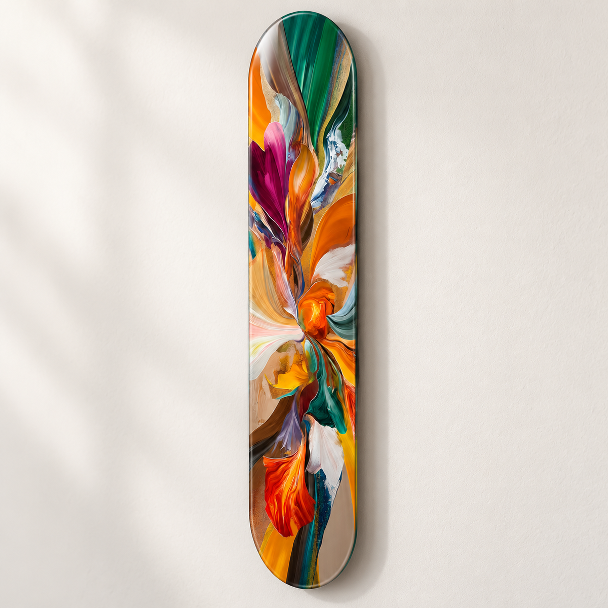 Soyut Renk Akışı Dikey Skate Board Cam Tablo – Duvar mesafesi