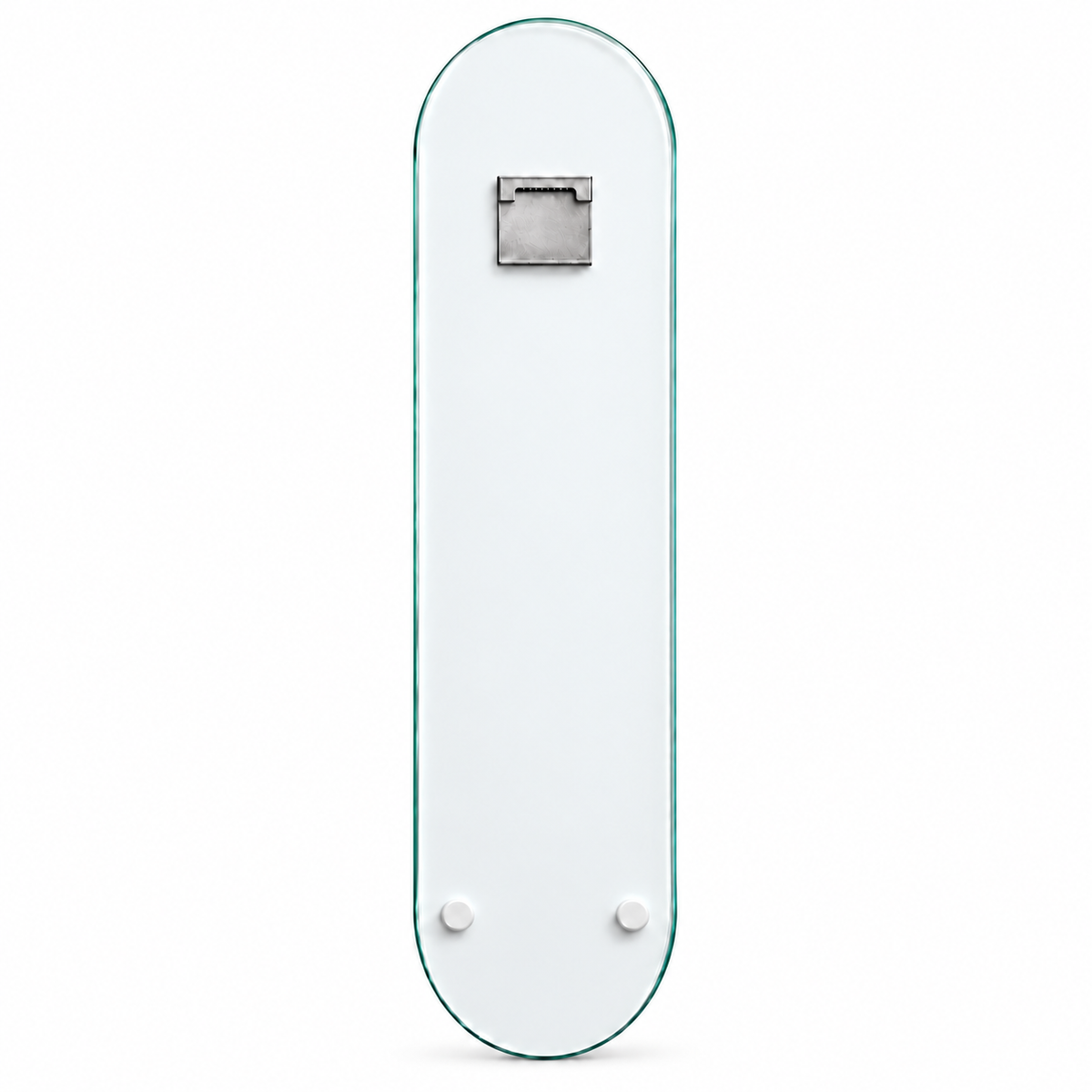 Terrakota ve krem zeminde altın Muhammed lafzı dikey skateboard cam tablo - tek askılı beyaz arka yüz