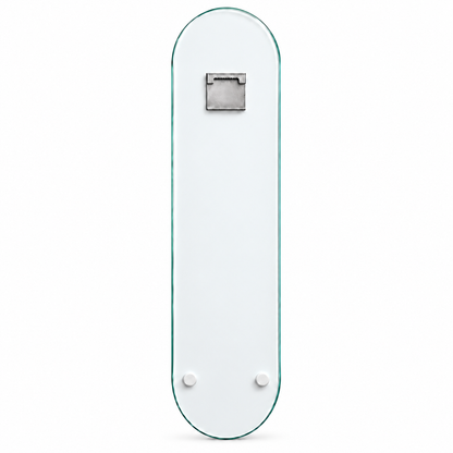 Terrakota ve krem zeminde altın Muhammed lafzı dikey skateboard cam tablo - tek askılı beyaz arka yüz